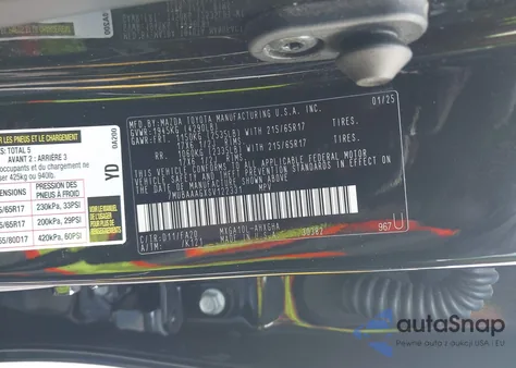 2025 Toyota Corolla Cross Le z USA, uszkodzony, nr VIN 7MUBAAAGXSV122331